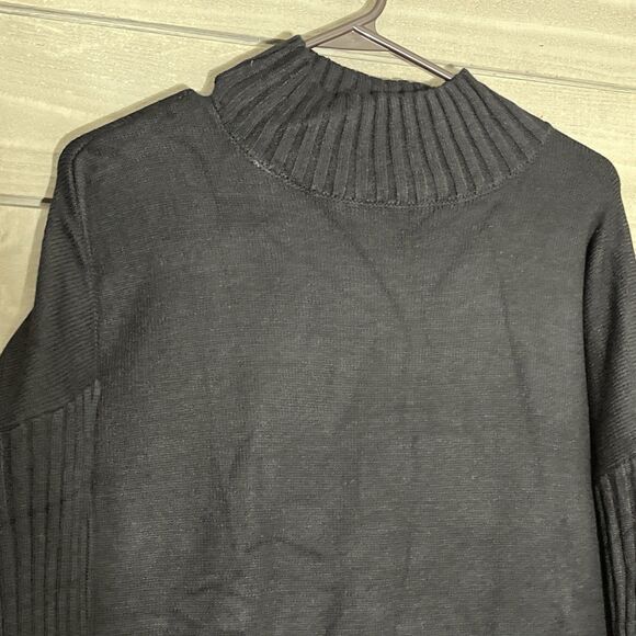 Anrabess 2 Pc Loungewear Set Womens L Black Knit Sweater Set Wide Leg Mock Neck - Picture 6 of 9